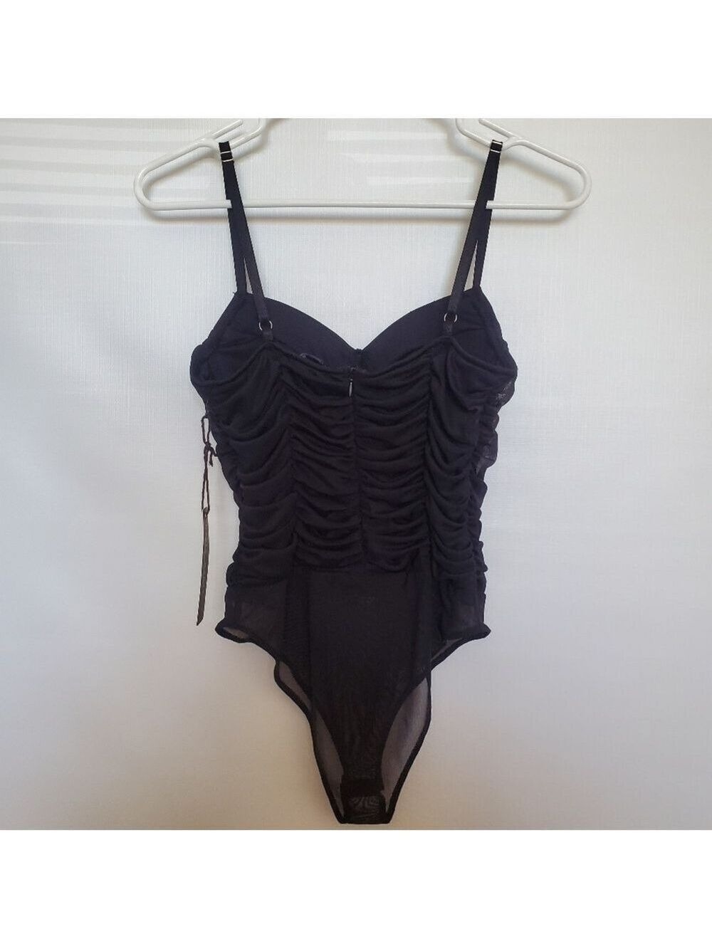 HAUTE MONDE WOMENS BODY SUIT RUCHED DESIGN STRAPS COACHELLA BLACK ( S ) - Picture 2 of 12
